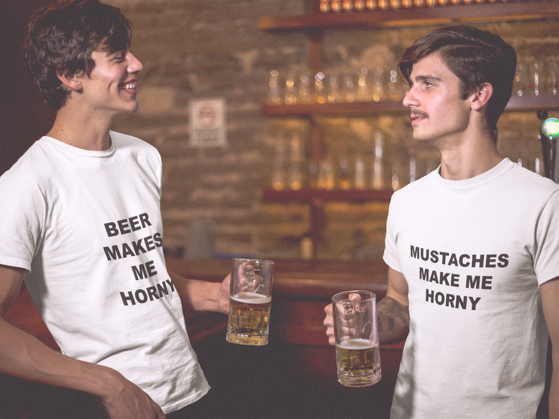 MUSTACHES MAKE ME HORNY - Horny T-Shirts